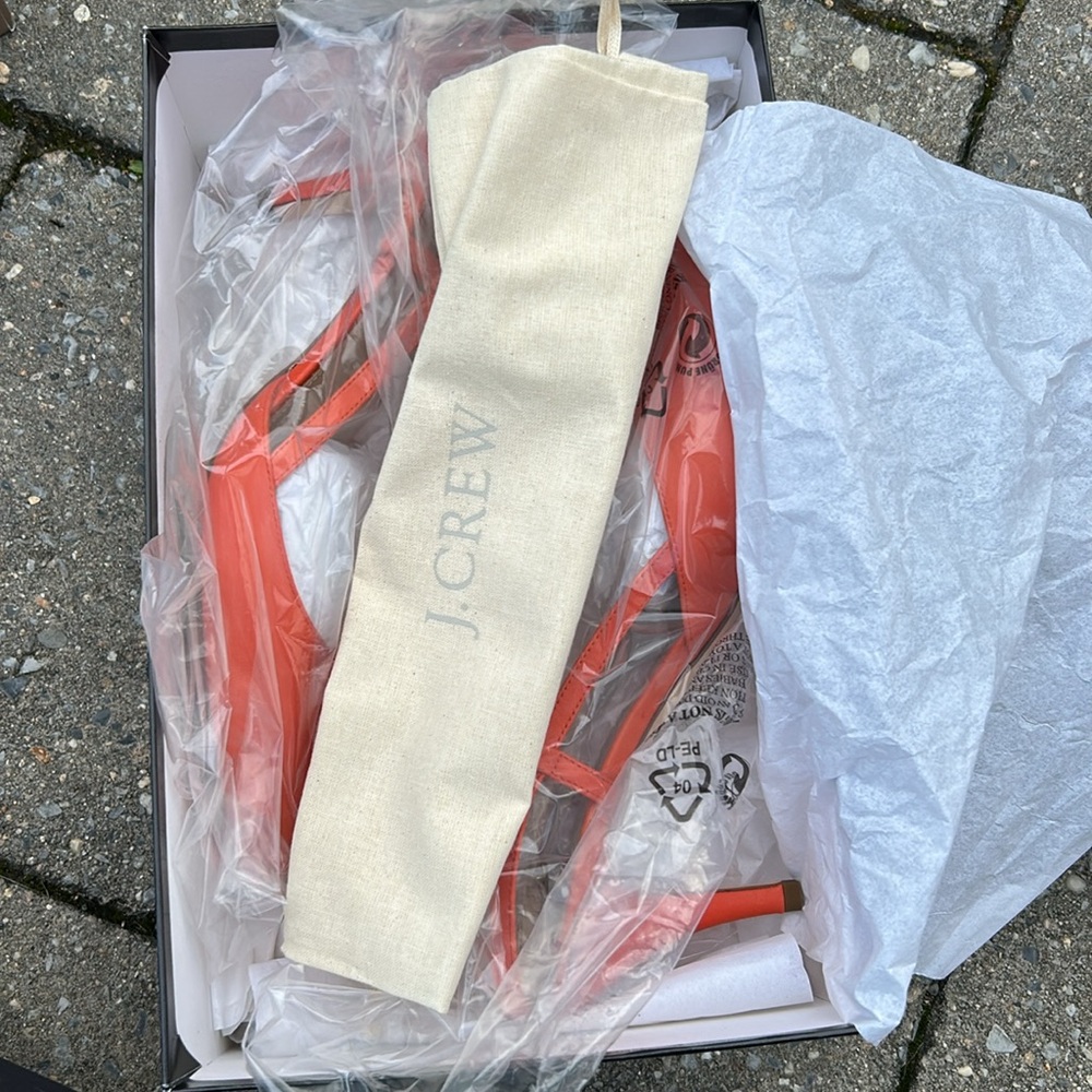 NIB J. Crew Mango Italian Leather Valentina Women's Orange Slingback Heels - Picture 5 of 9